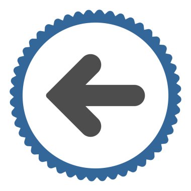 Ok sol düz kobalt ve gri renkler damga simgesi yuvarlak