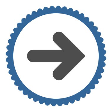 Ok sağ düz kobalt ve gri renkler damga simgesi yuvarlak