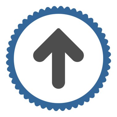 Ok yukarı düz kobalt ve gri renkler damga simgesi yuvarlak