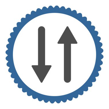 Oklar Exchange dikey düz kobalt ve gri renkler damga simgesi yuvarlak