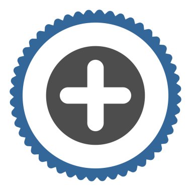 Düz kobalt oluşturmak ve gri renkler damga simgesi yuvarlak