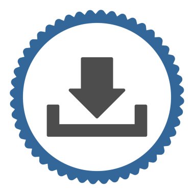 Düz kobalt indirin ve gri renkler damga simgesi yuvarlak