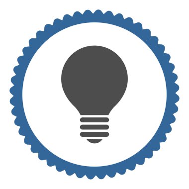Elektrikli ampul düz kobalt ve gri renkler damga simgesi yuvarlak