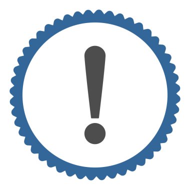 Ünlem işareti düz kobalt ve gri renkler damga simgesi yuvarlak