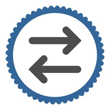 Yatay düz kobalt flip ve gri renkler damga simgesi yuvarlak