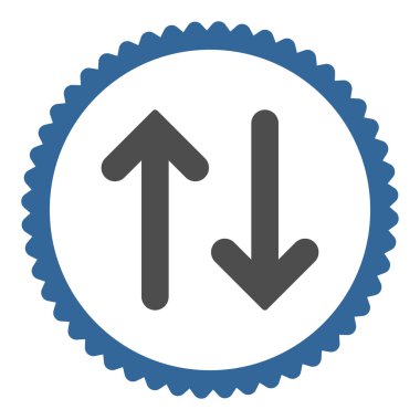 Düz kobalt flip ve gri renkler damga simgesi yuvarlak