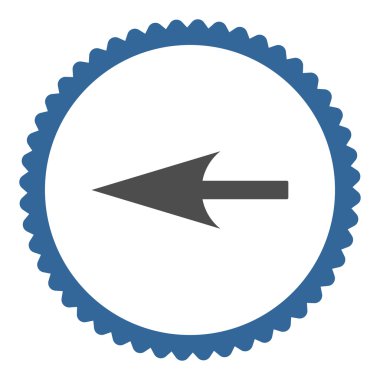 Keskin sol ok düz kobalt ve gri renkler damga simgesi yuvarlak