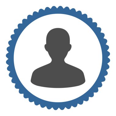 Kullanıcı düz kobalt ve gri renkler damga simgesi yuvarlak