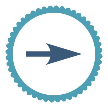 Yuvarlak damga simgesi ok ekseni X düz mavi ve mavi renkler