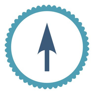 Yuvarlak damga simgesi ok eksen Y düz mavi ve mavi renkler