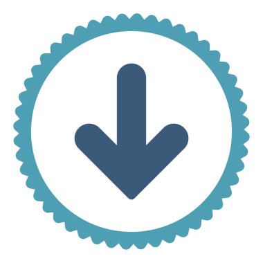 Ok aşağı düz mavi ve mavi yuvarlak damga simge renk