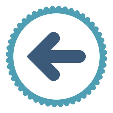 Yuvarlak damga simgesi ok sol düz mavi ve mavi renkler