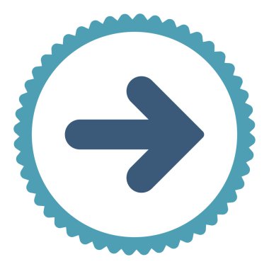 Ok sağ düz mavi ve mavi yuvarlak damga simge renk