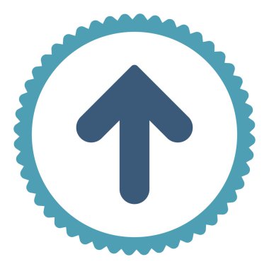 Ok yukarı düz mavi ve mavi yuvarlak damga simge renk