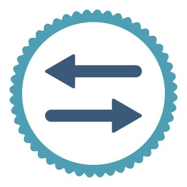 Yuvarlak damga simgesi okları Exchange düz mavi ve mavi renkler