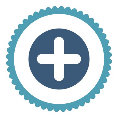 Düz Camgöbeği yaratmak ve mavi renkler damga simgesi yuvarlak