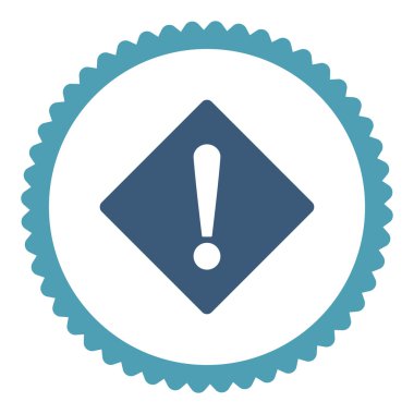 Yuvarlak damga simgesi hata düz mavi ve mavi renkler