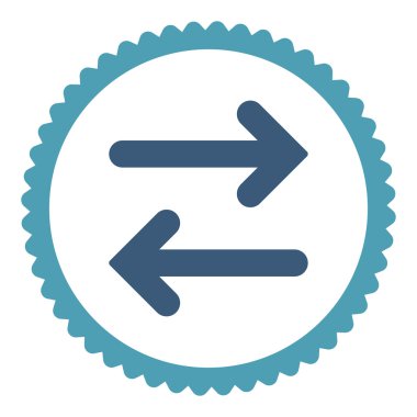 Yatay düz mavi flip ve mavi renkler damga simgesi yuvarlak