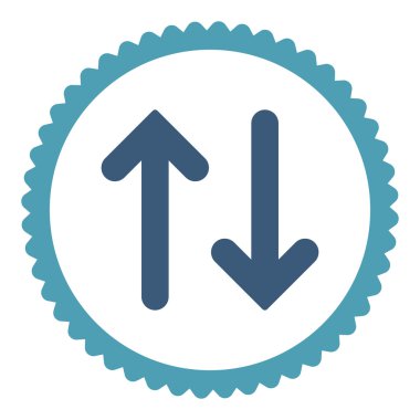 Düz mavi flip ve mavi renkler damga simgesi yuvarlak