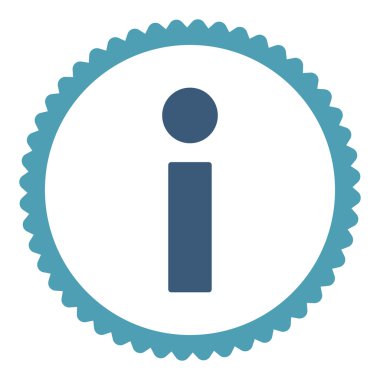 Yuvarlak damga simgesi bilgi düz mavi ve mavi renkler