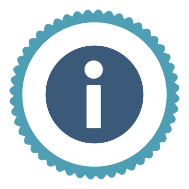 Yuvarlak damga simgesi bilgi düz mavi ve mavi renkler