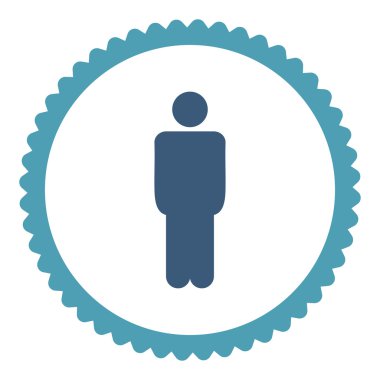 Dostum düz mavi ve mavi renkler yuvarlak damga simgesi