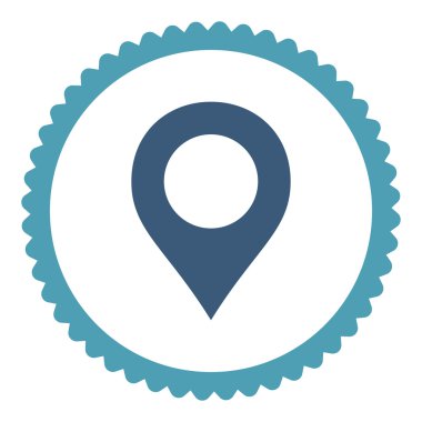 Yuvarlak damga simge harita işareti düz mavi ve mavi renkler