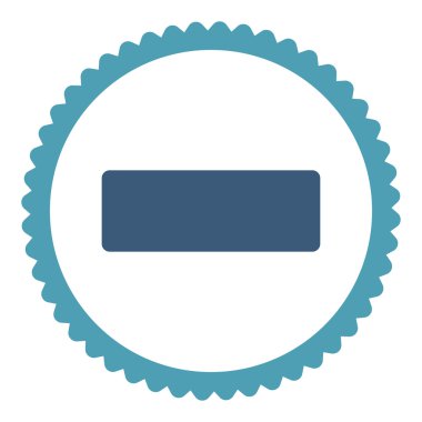 Düz mavi ve mavi renkler damga simgesi yuvarlak