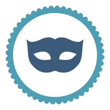 Yuvarlak damga simgesi gizlilik maskesi düz mavi ve mavi renkler