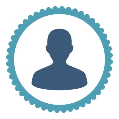 Yuvarlak damga simgesi Kullanıcı düz mavi ve mavi renkler