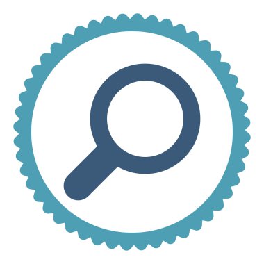 Yuvarlak damga simge görünümü düz mavi ve mavi renkler