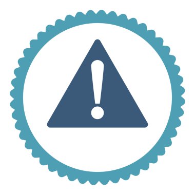 Yuvarlak damga simgesi uyarı düz mavi ve mavi renkler