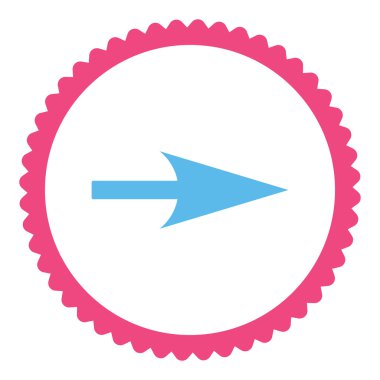 Ok ekseni X düz pembe ve mavi renkler damga simgesi yuvarlak