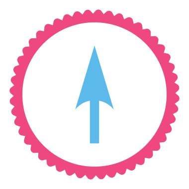 Ok eksen Y düz pembe ve mavi renkler damga simgesi yuvarlak