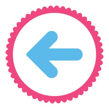 Ok sol düz pembe ve mavi renkler damga simgesi yuvarlak