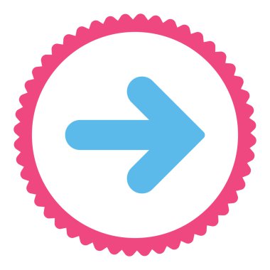 Ok sağ düz pembe ve mavi renkler damga simgesi yuvarlak