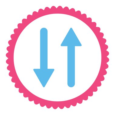 Oklar Exchange dikey düz pembe ve mavi renkler damga simgesi yuvarlak