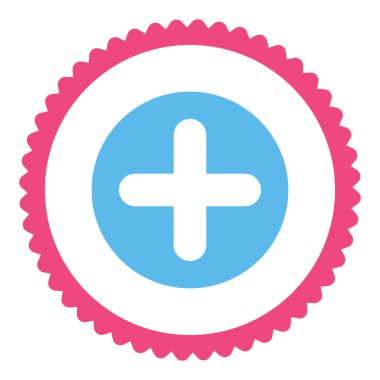 Damga simgesi yuvarlak düz pembe ve mavi renkler oluşturma