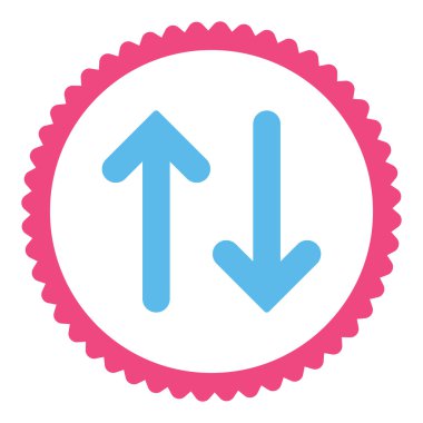 Düz pembe çevirmek ve mavi renkler damga simgesi yuvarlak