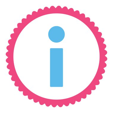 Info düz pembe ve mavi renkler damga simgesi yuvarlak