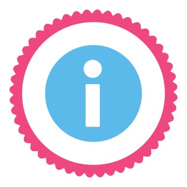 Bilgi düz pembe ve mavi renkler damga simgesi yuvarlak