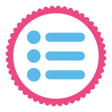 Öğeleri düz pembe ve mavi renkler damga simgesi yuvarlak