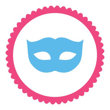 Gizlilik maskesi düz pembe ve mavi renkler damga simgesi yuvarlak