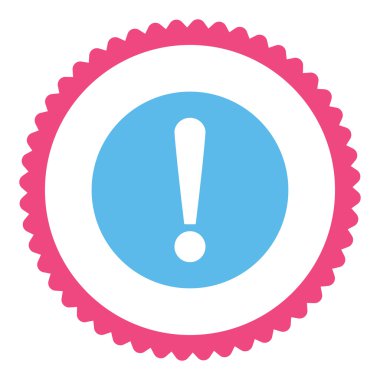 Sorun düz pembe ve mavi renkler damga simgesi yuvarlak