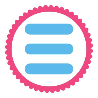 Yuvarlak damga simgesi yığın düz pembe ve mavi renkler