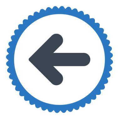 Ok sol düz düz mavi renkler damga simgesi yuvarlak