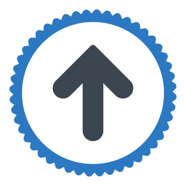 Ok yukarı düz düz mavi renkler damga simgesi yuvarlak