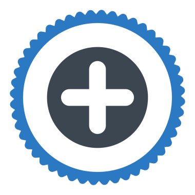 Damga simgesi yuvarlak düz düz mavi renkler oluşturma