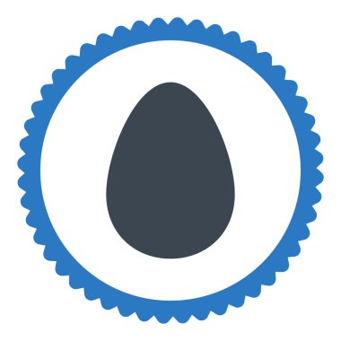 Yumurta düz düz mavi renkler damga simgesi yuvarlak