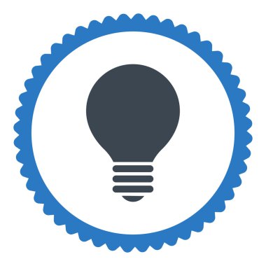 Elektrikli ampul düz düz mavi renkler damga simgesi yuvarlak